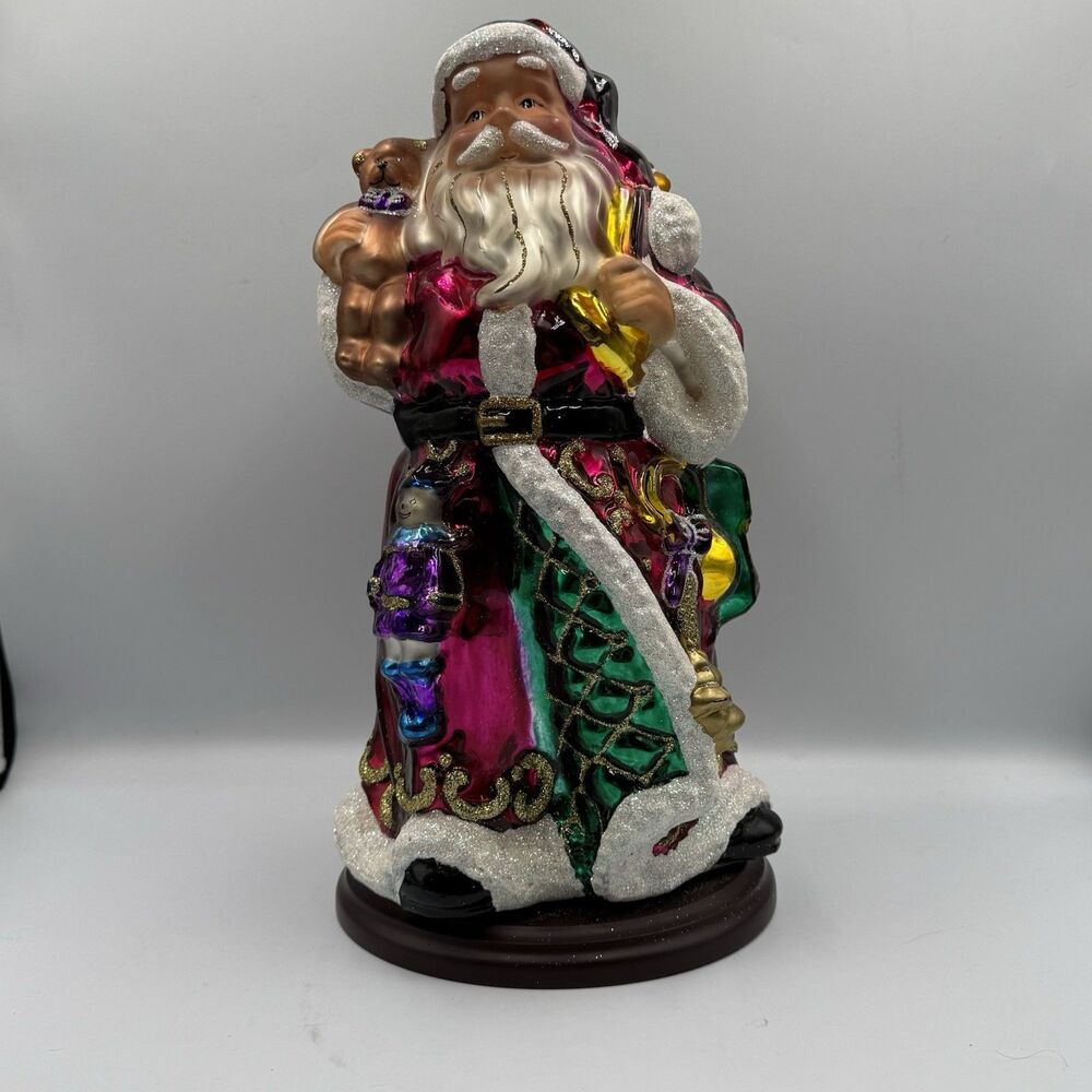 2004 Thomas Pacconi Hand Blown Glass Santa Figurine 14x7x7 Beautiful Colors QVC